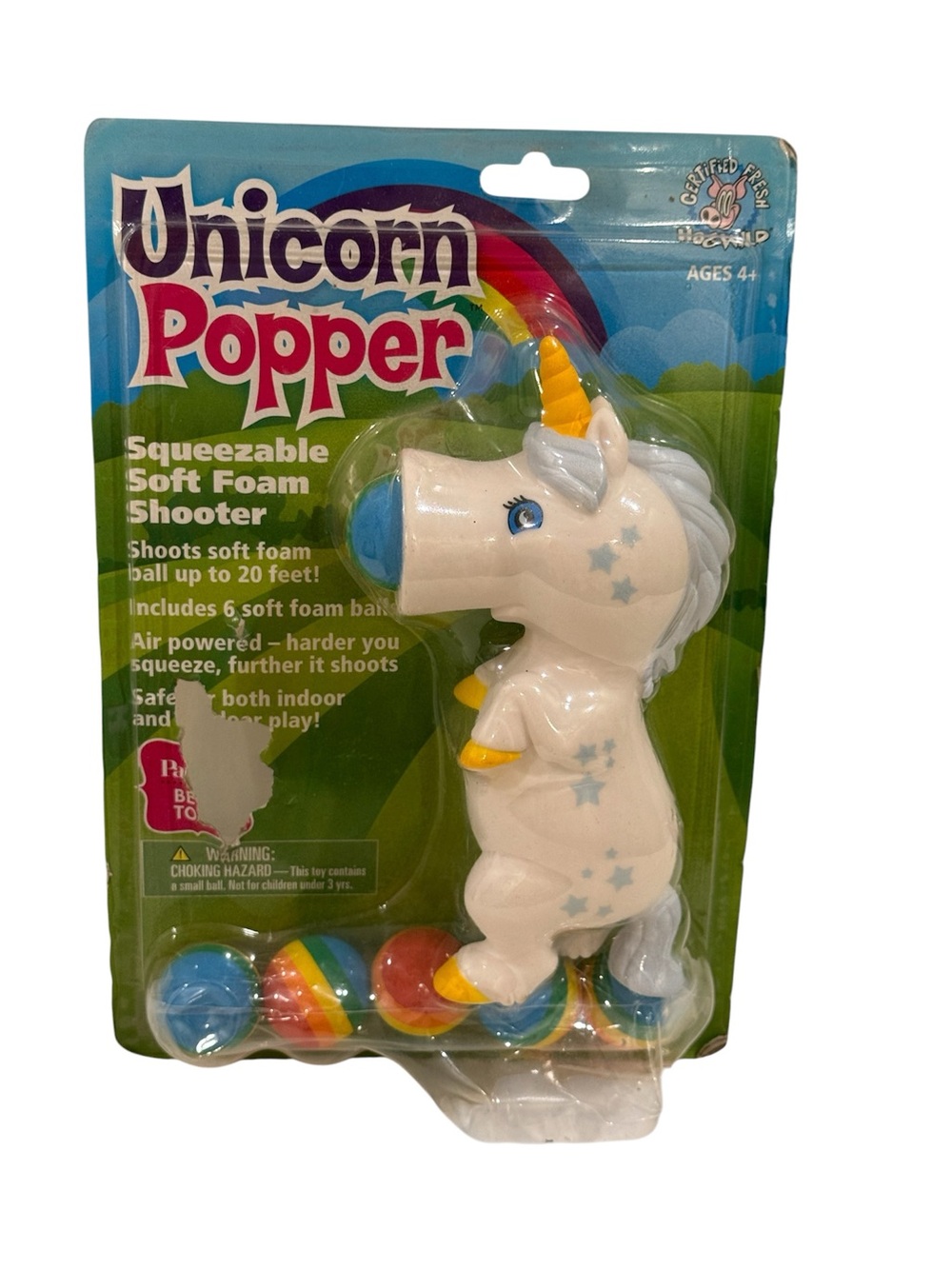 NEW Hog Wild Unicorn Popper Squeezable Soft Foam Shooter Toy